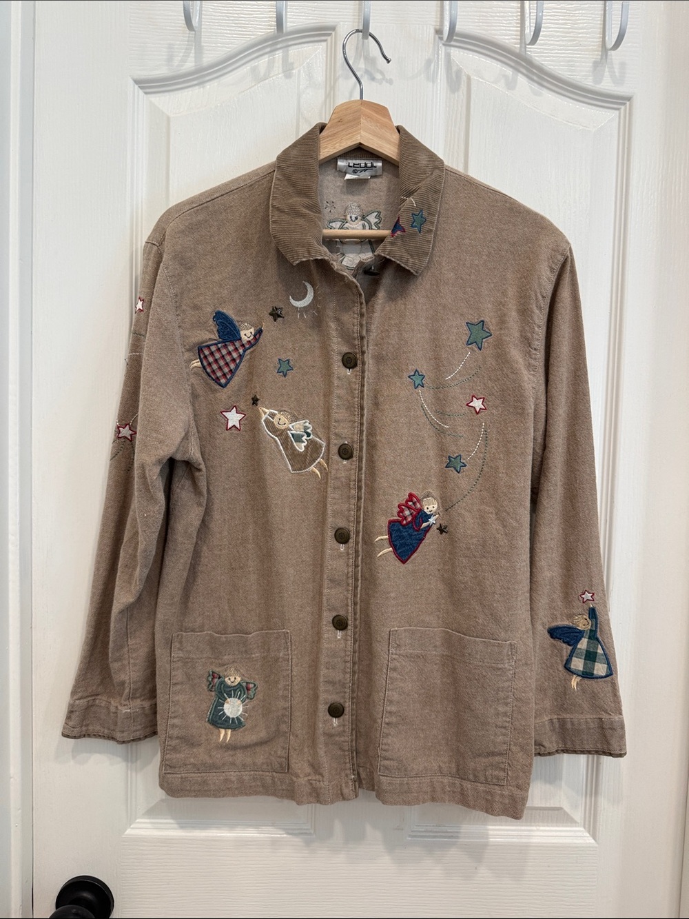Vintage 90s Angel embroidered button down shirt